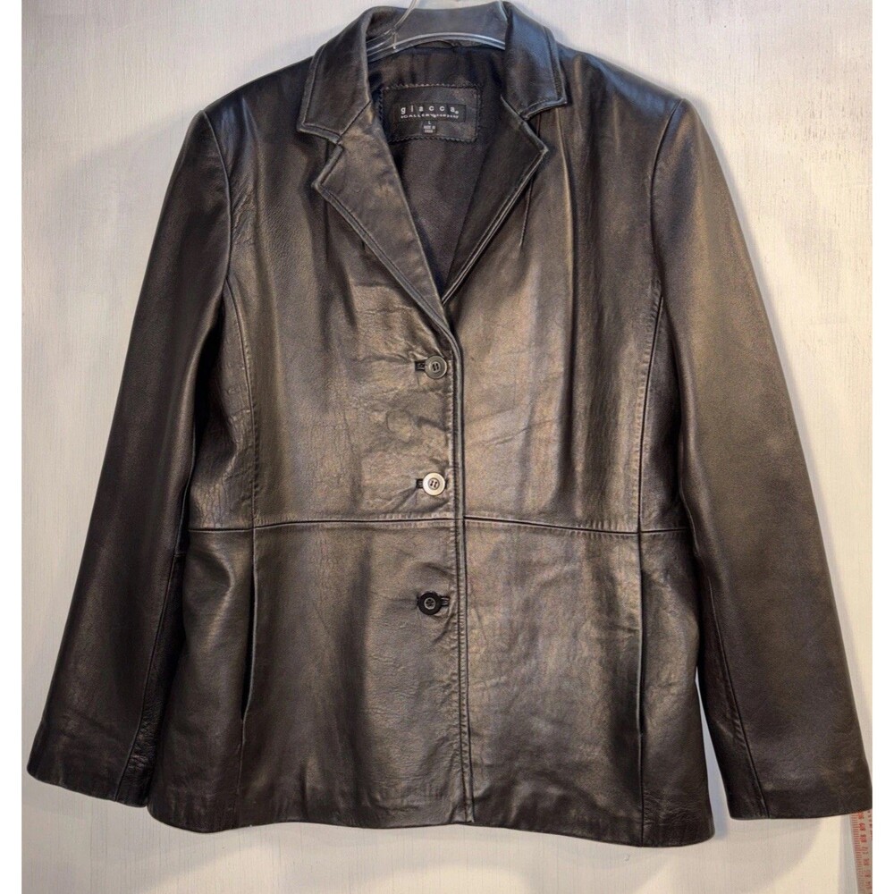 Giacca Coat Leather Lamb Skin Black Soft Large